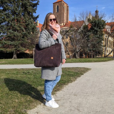 Torba Shopper Sztruks Brązowy