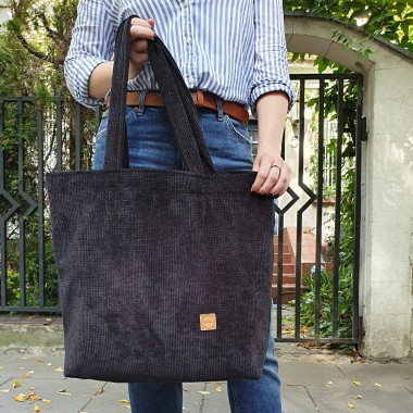 Torba Shopper Sztruks Czarny