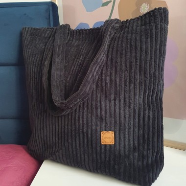 Torba Shopper Sztruks Czarny